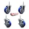 Service Caster 4 Inch Blue Polyurethane Wheel Swivel 34 Inch Threaded Stem Caster Set 2 Brakes SCC SCC-TS20S414-PPUB-BLUE-34212-2-TLB-2 - alternate 4